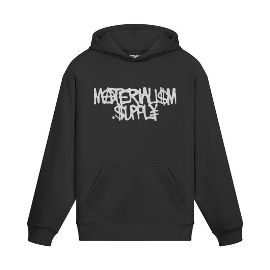 'Spray Logo' Fleece Hooded Sweatshirt [blk].