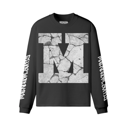 'Concrete Block' Long Sleeve T Shirt [blk].