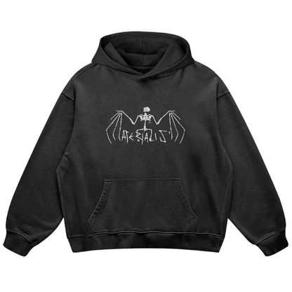 'Bat Skeleton' Hooded Sweatshirt [vntg blk].