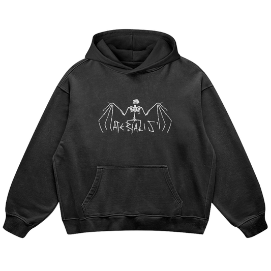 'Bat Skeleton' Hooded Sweatshirt [vntg blk].