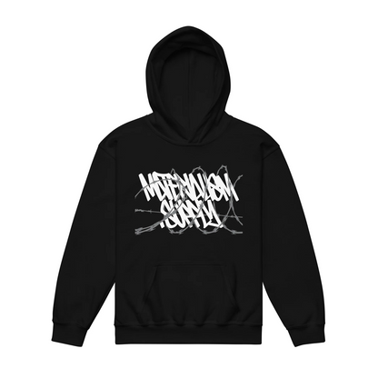 'Razor Wire' Youth Classic Hooded Sweatshirt [blk].